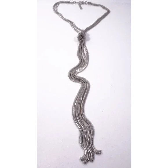 Nordstrom Something Navy Women's Silver Double Snake Y Necklace NWOT 68 - Picture 3 of 6